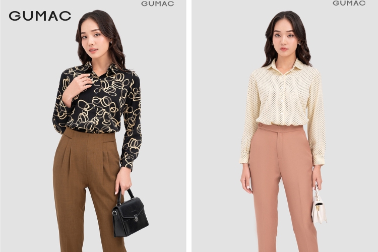 Mùa xuân phối quần tây dài và áo sơ mi nữ thanh lịch