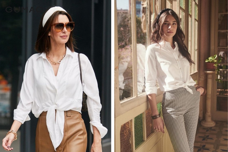 Băng đô thời trang diện cùng trang phục áo sơ mi