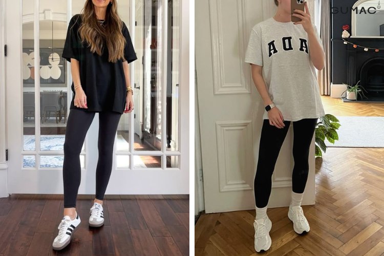 áo thun mặc với quần legging