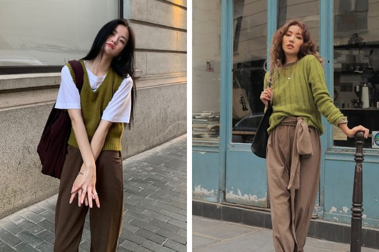 Áo xanh lá mặc với quần màu gì phối với quần màu nâu