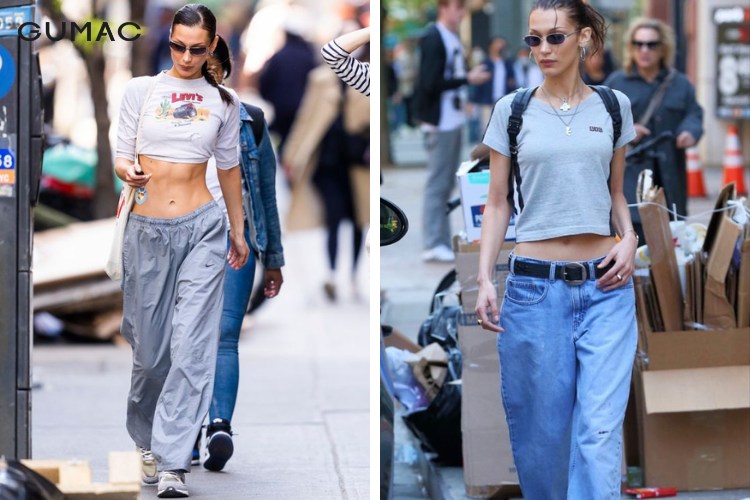 Phối áo kiểu baby tee cùng quần ống rộng sành điệu