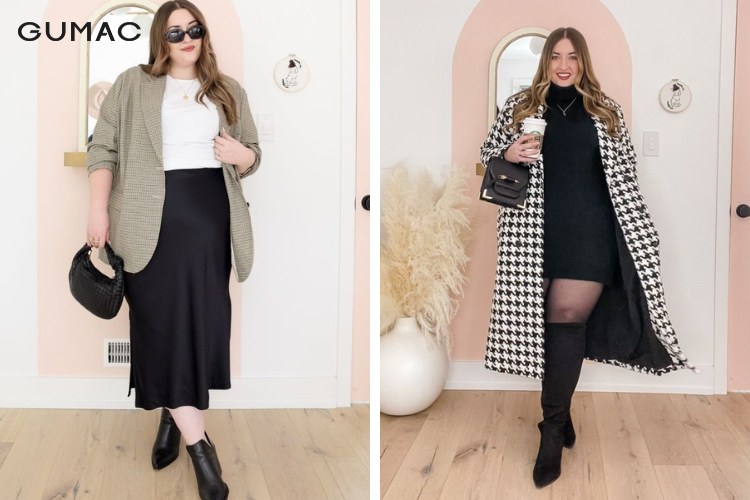 Mẫu áo blazer dáng dài cho nàng chubby