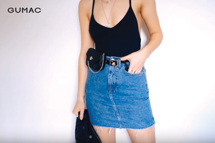  Mix bodysuit với chân váy ngắn