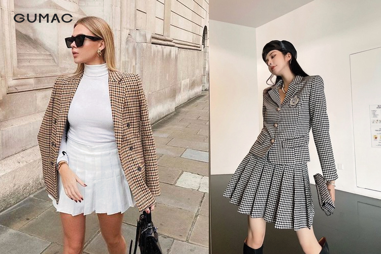 Phối chân váy tennis năng động với áo khoác dạng blazer Phối chân váy tennis năng động với áo khoác dạng blazer
