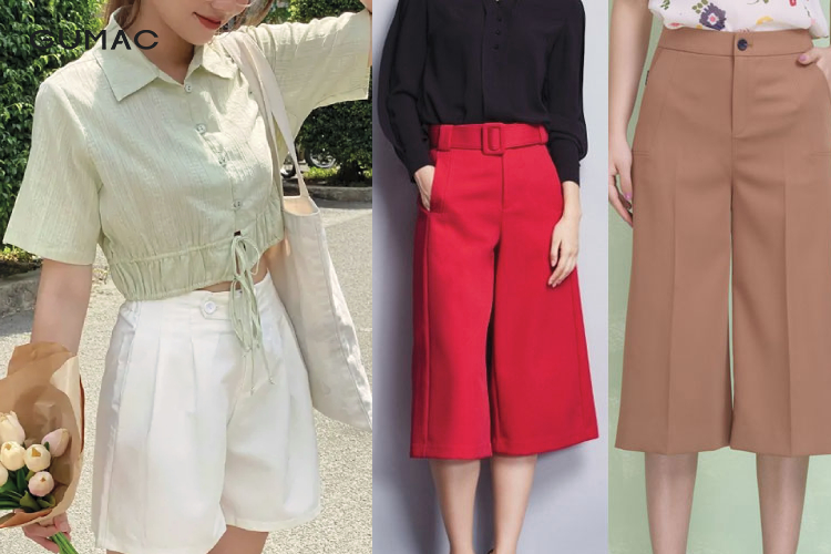 Kết hợp quần Culottes cùng với áo sơ mi croptop thắt eo nhẹ Kết hợp quần Culottes cùng với áo sơ mi croptop thắt eo nhẹ