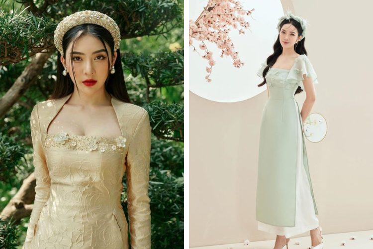 cổ áo dài vuông