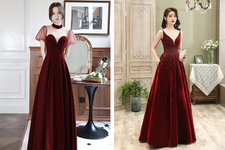 Đầm nhung tay dài thiết kế xẻ quyến rũ - Đầm, váy nữ | ThờiTrangNữ.vn