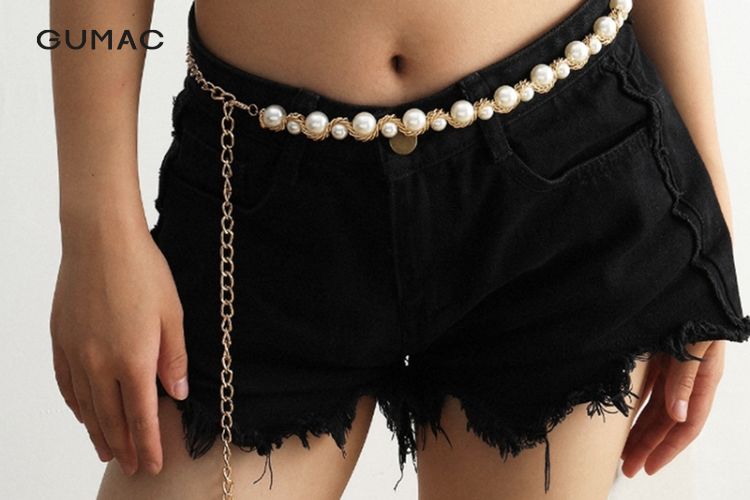 Dây nịt thời trang nữ đính ngọc trai