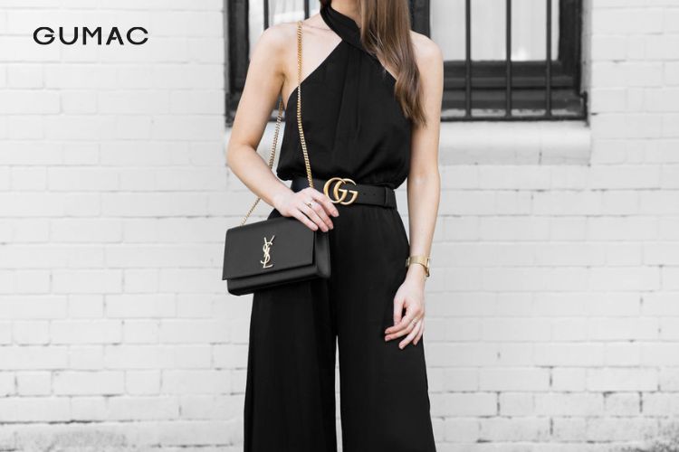 Jumpsuit trơn phối dây thắt lưng nữ bản to cực đẹp