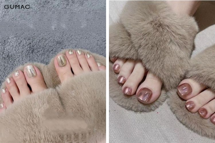cac mau nail chan dep trang guong