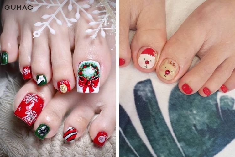 mau nail chan mau do cho dip noel