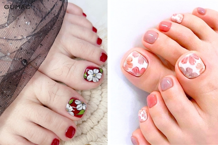 mau nail chan dep ve hoa