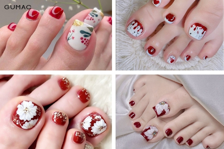 nhung mau nail do ve hoa tiet dep