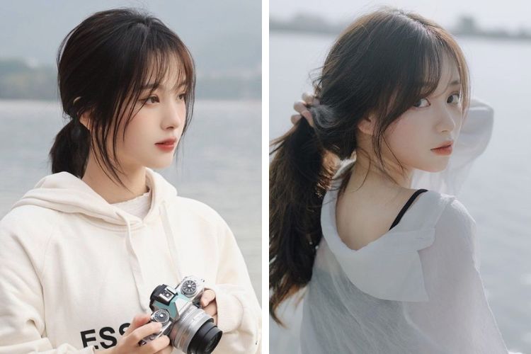 buộc tóc layer kết hợp buộc tóc thấp cho người trán cao