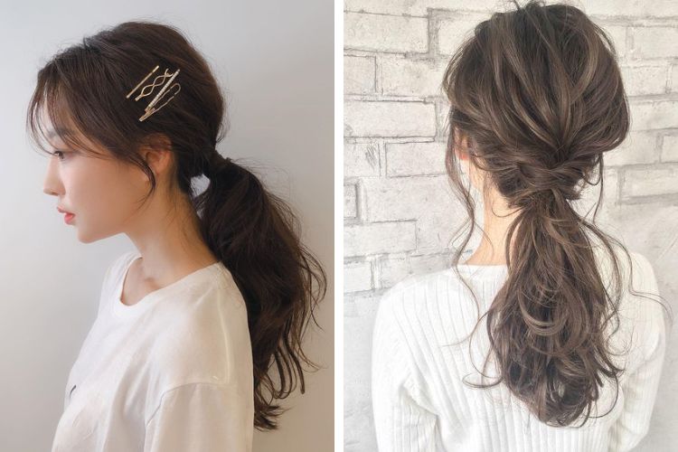 kiểu buộc tóc thấp quyến rũ