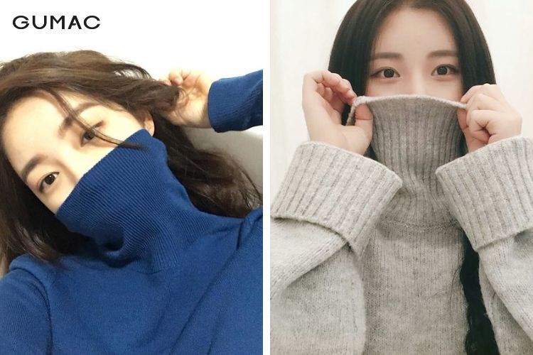 Cách chụp cận mặt che miệng bằng áo cổ lọ Cách chụp cận mặt che miệng bằng áo cổ lọ