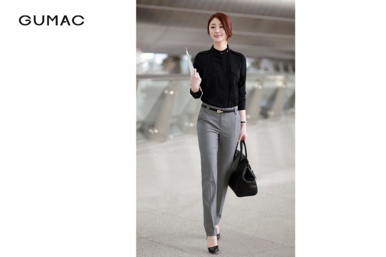Áo sơ mi phối quần tây công sở kèm thắt lưng Áo sơ mi phối quần tây công sở kèm thắt lưng