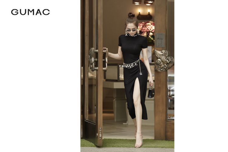 Đầm body trơn mix thắt lưng nữ kim loại Đầm body trơn mix thắt lưng nữ kim loại