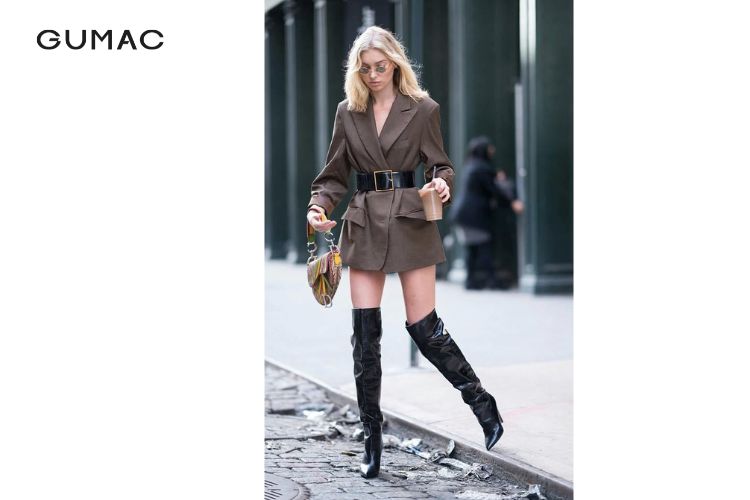 Diện áo blazer mix thắt lưng nữ bản to Diện áo blazer mix thắt lưng nữ bản to
