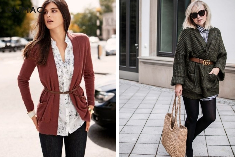 Thời trang áo sơ mi dáng dài và cardigan nữ tính