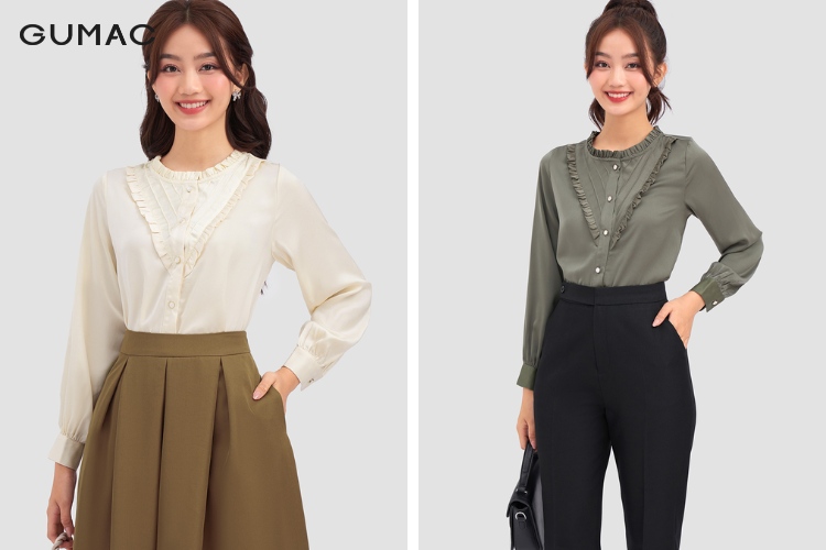 Style áo sơ mi tay phồng form oversize style ao so mi tay phong oversize