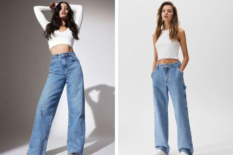 cách phối đồ cho người lùn với quần jean cạp cao cùng áo croptop