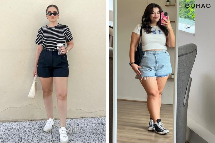 Thời trang cho người béo với quần short cạp cao