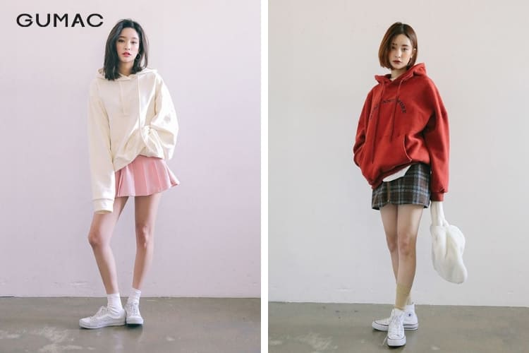 Áo hoodie cùng chân váy