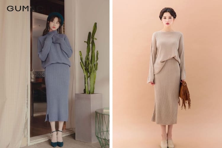 Phối đồ với chân váy len