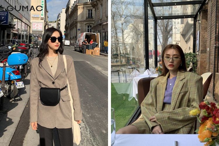 Cách phối đồ với blazer caro đẹp