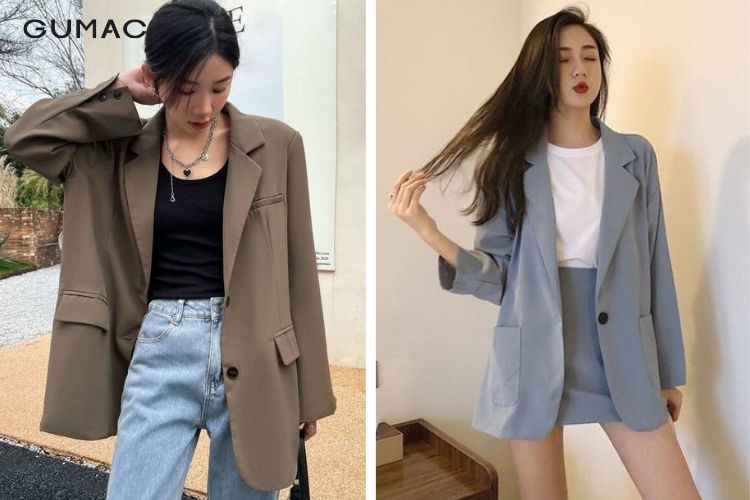 Mix áo blazer cùng áo thun