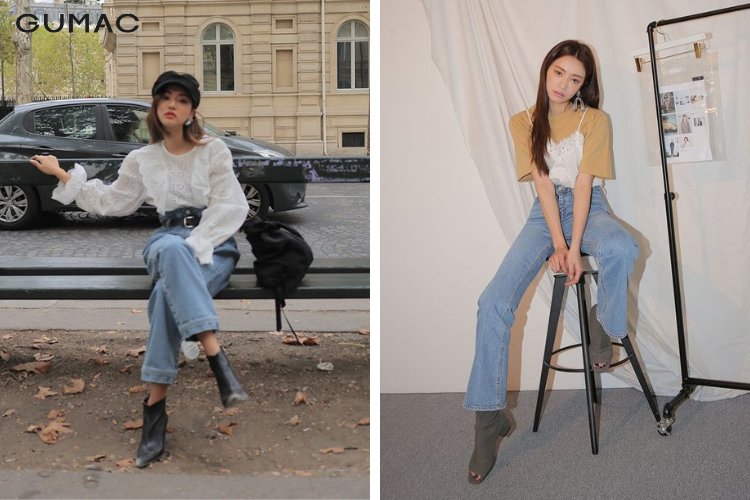 Mix cùng áo croptop + quần jean