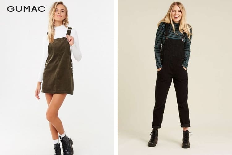 Boot cổ ngắn và quần hoặc váy yếm