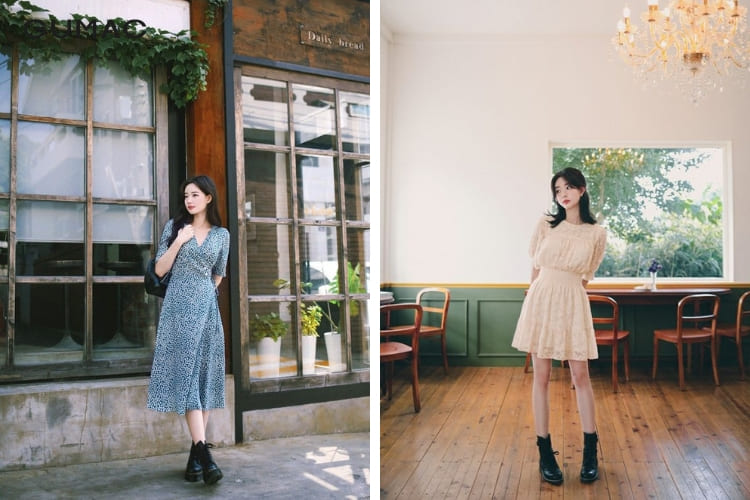 Boot nữ cổ ngắn kết hợp với đầm, váy hoa