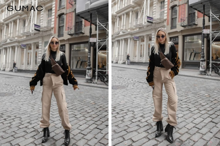 Giày combat boot và quần túi hộp