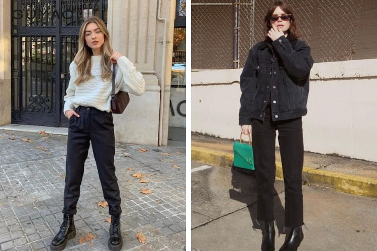 Kết hợp giày boot cổ ngắn với quần cùng màu