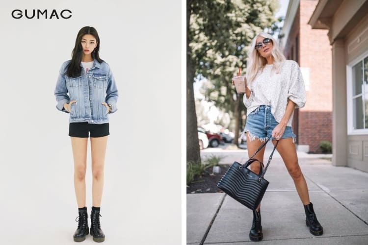 Phối giày boot nữ cổ ngắn với quần short