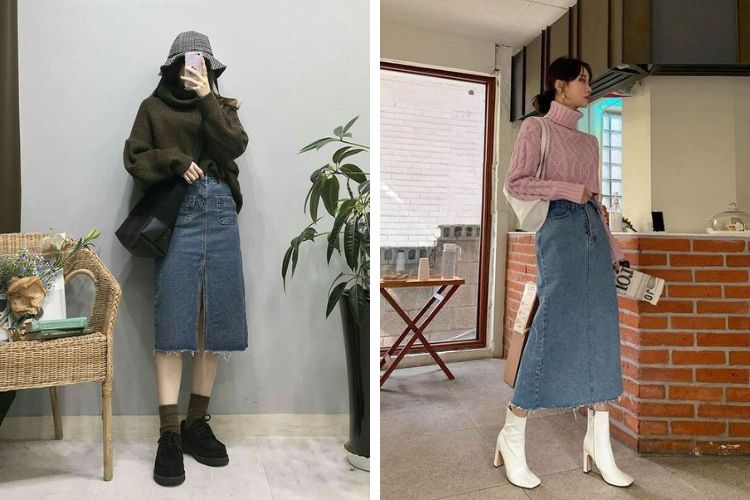 cách phối chân váy dài