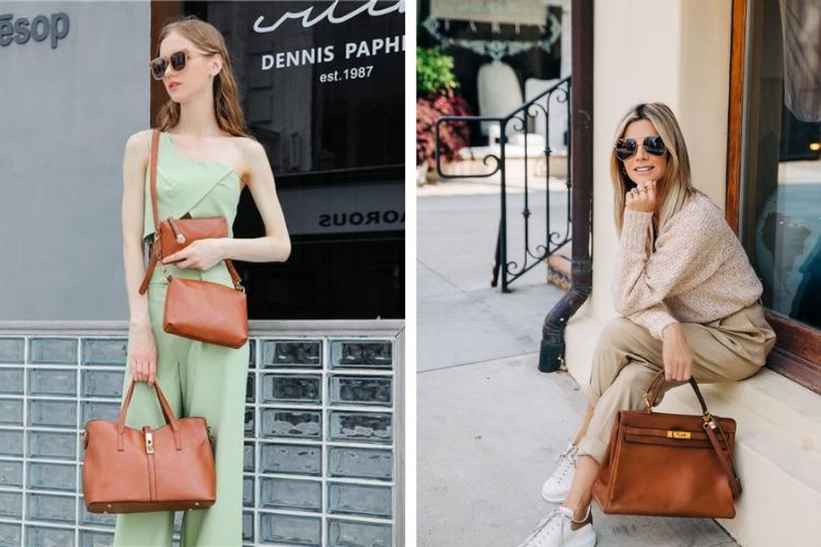 Phối túi xách nâu với màu pastel
