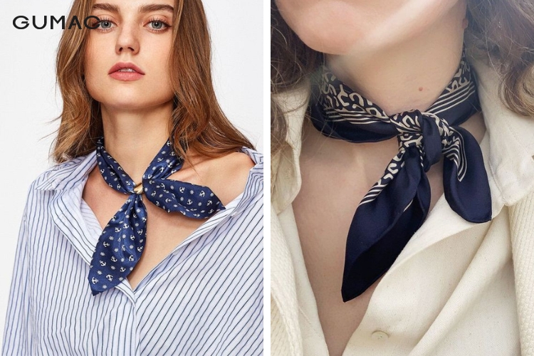 Tạo kiểu khăn vuông thắt nút cổ điển mặc với áo sơ mi tao kieu khan vuong that nut co dien mac voi ao so mi