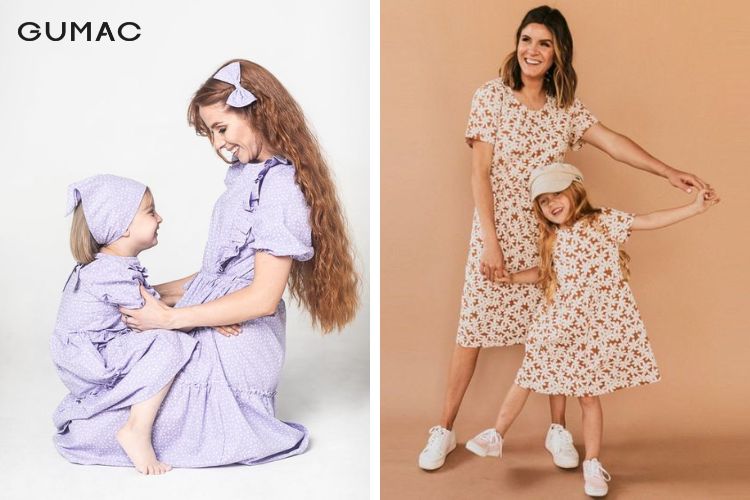 Concept mẹ và con gái mặc đồ đôi siêu xinh