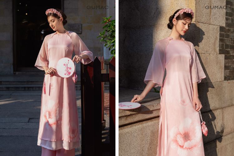 tao dang chup hinh ao dai voi quat cam tay