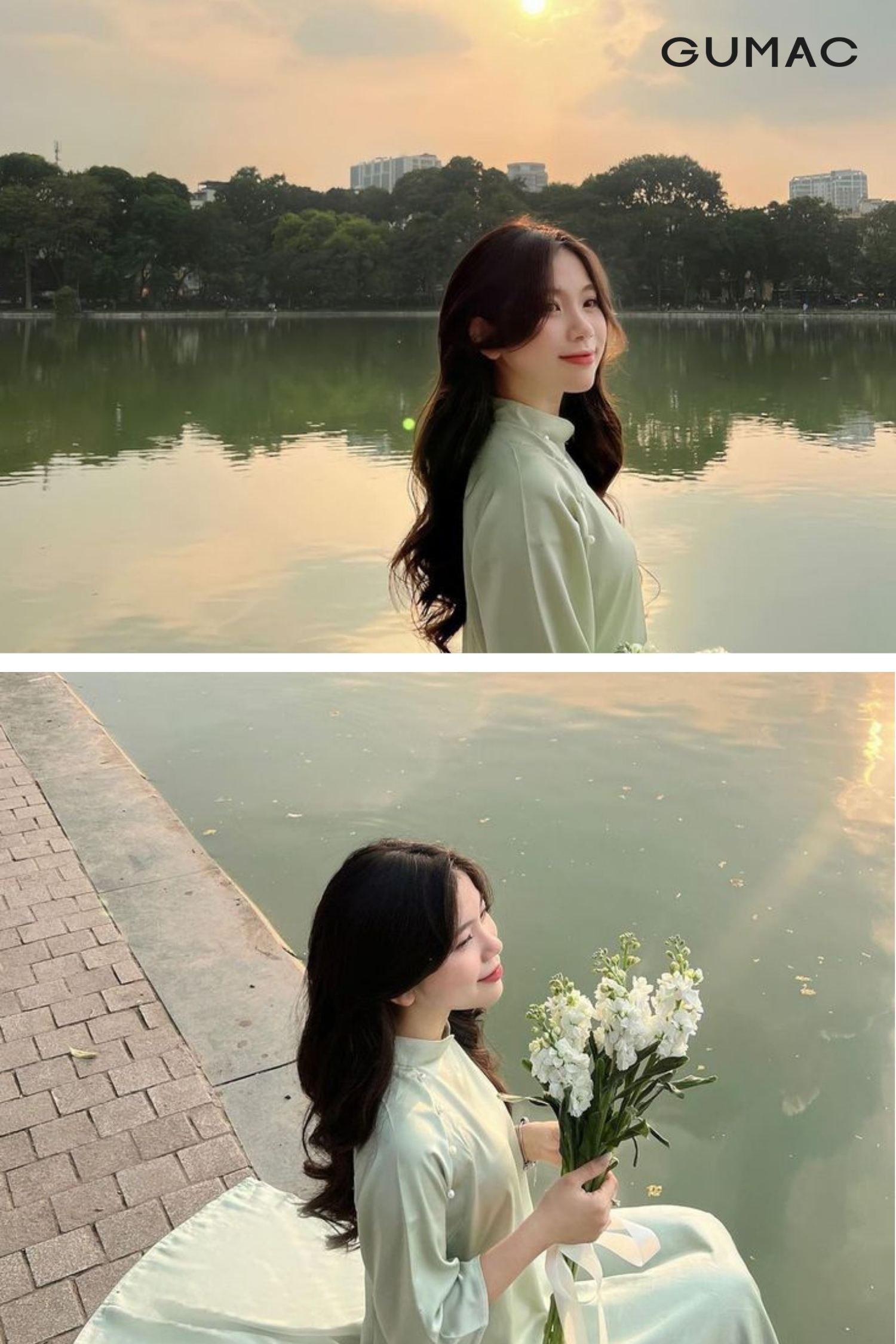 pose dang chup anh tet dep ben ho guom