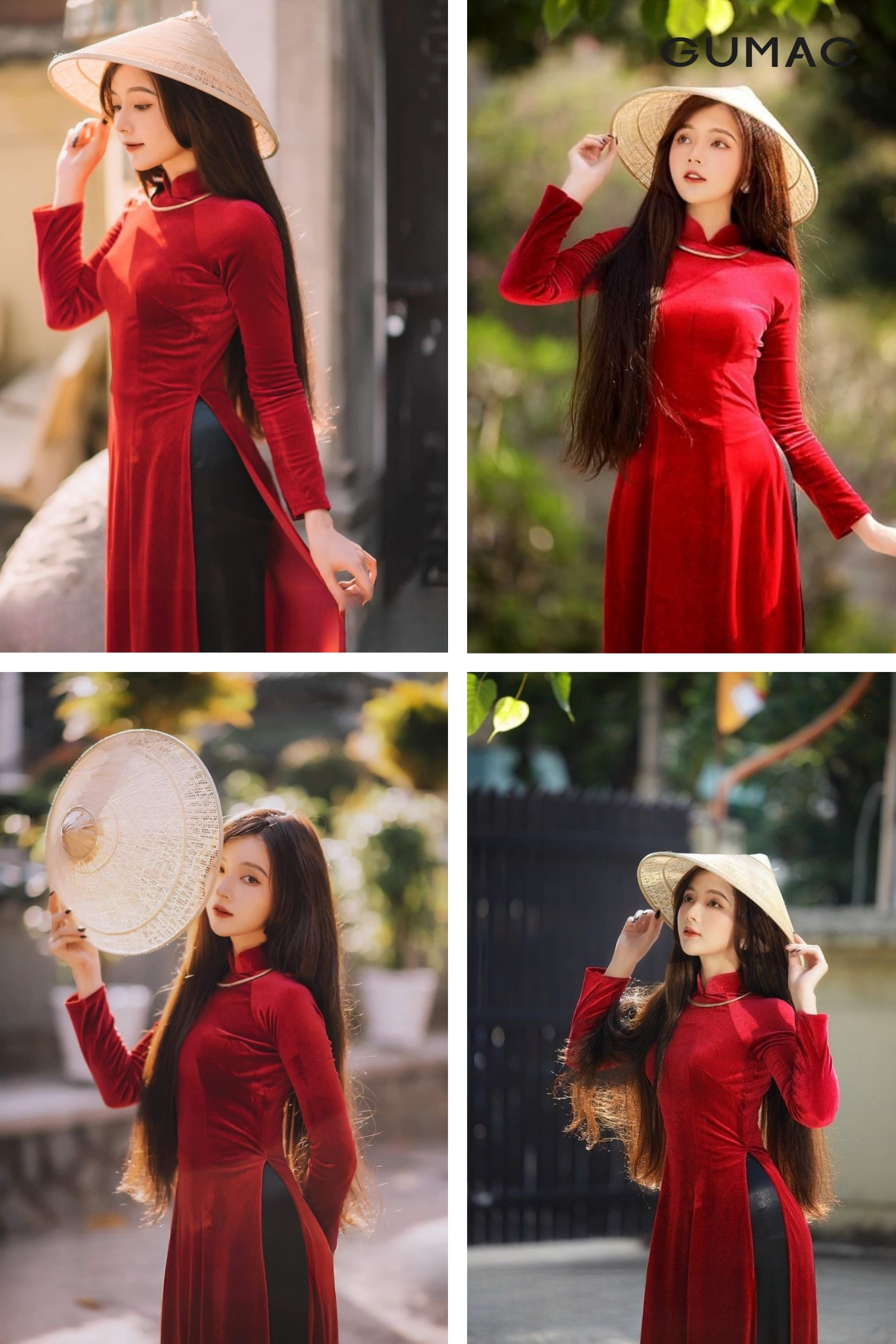 pose dang chup anh tet cung non la