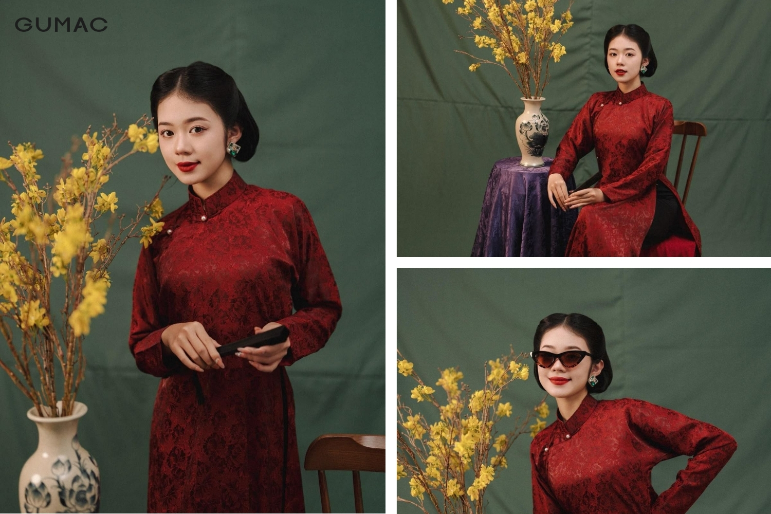 pose dang chup anh ao dai tet dep tai studio