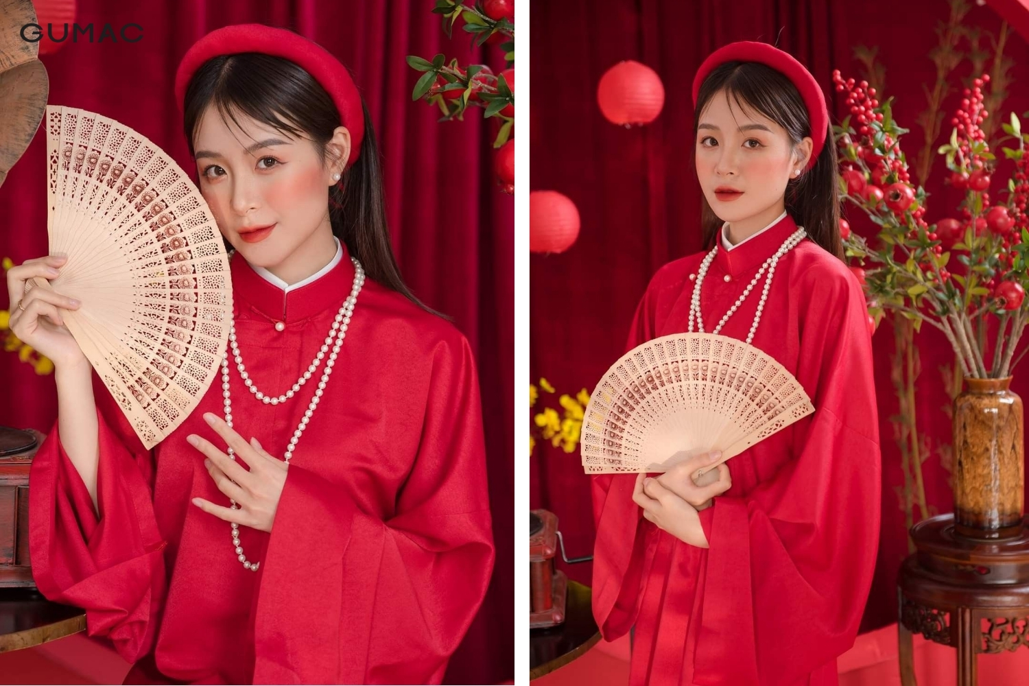 tao dang chup anh ao dai tet voi quat tay