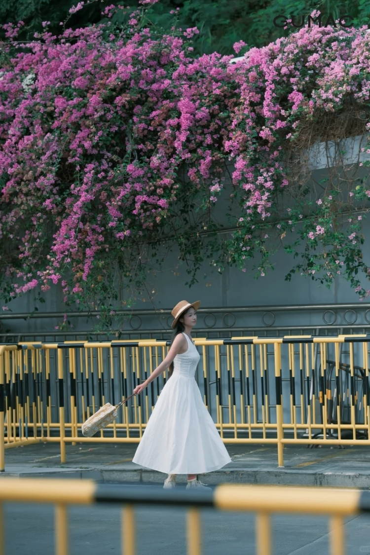 dang chup buoc di tu xa tren backround hoa giay