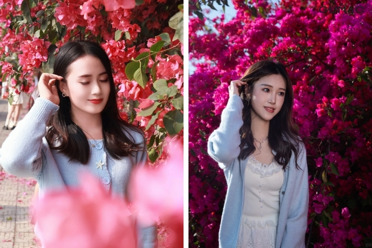 dang tay vuot toc dep cung hoa giay