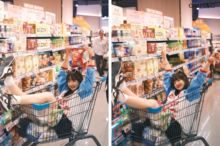 tao dang ngoi trong xe day o sieu thi dep