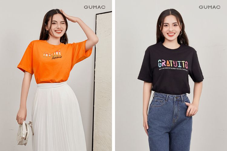 áo thun in chữ màu đen và màu cam